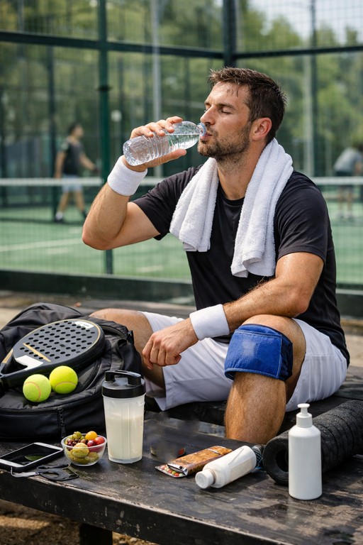 Récupération après match de padel